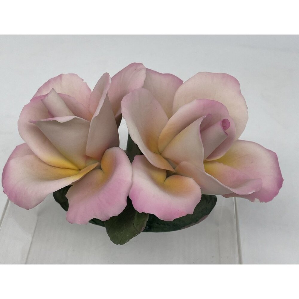 Napolean Porcelane D'Arte Italy Double Pink Rose Figurine